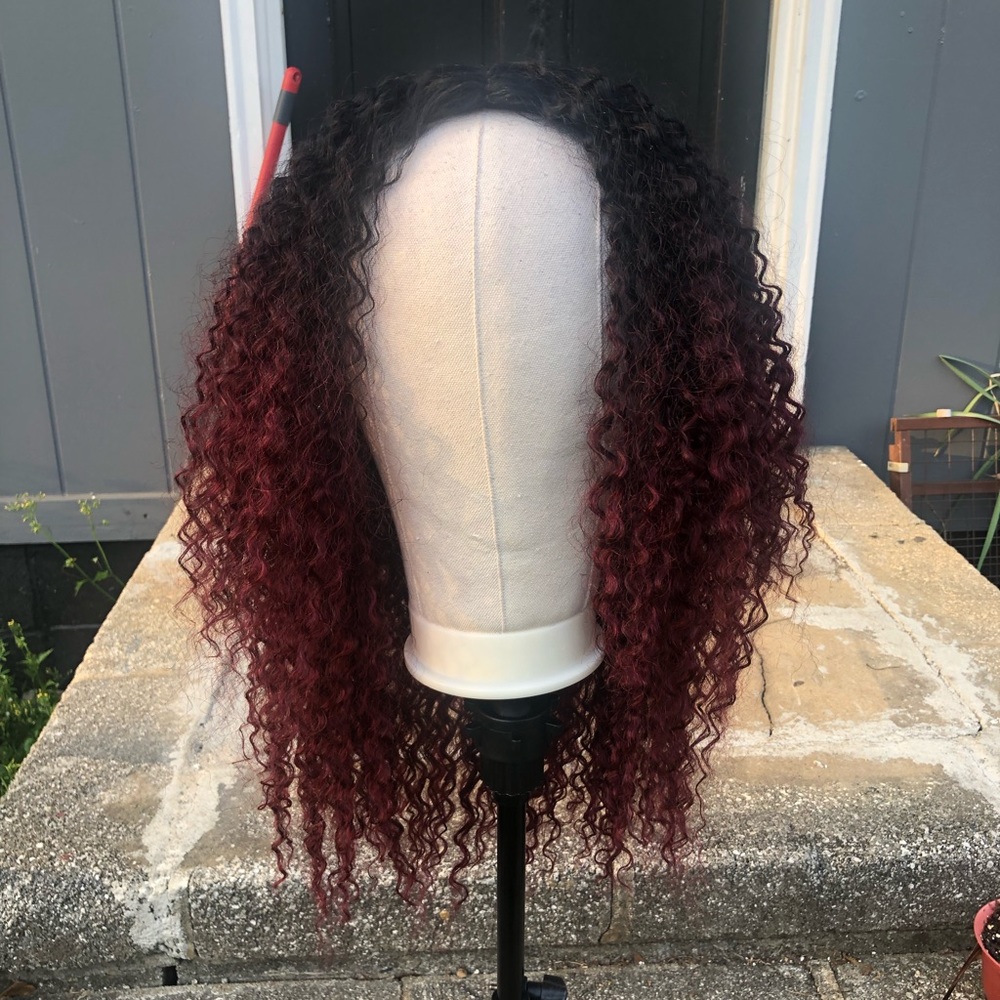 Burgundy and Black Curly Wig, I made this wig.